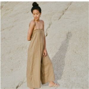 [SOLD] OZMA Deia Linen Tan Jumpsuit